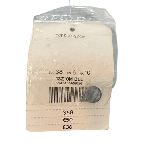 NWT Topshop Blue Cold Shoulder Ruffle Blouse, Size 6 - Picture 4 of 5